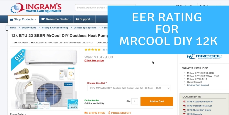 EER for the MrCool DIY 12k