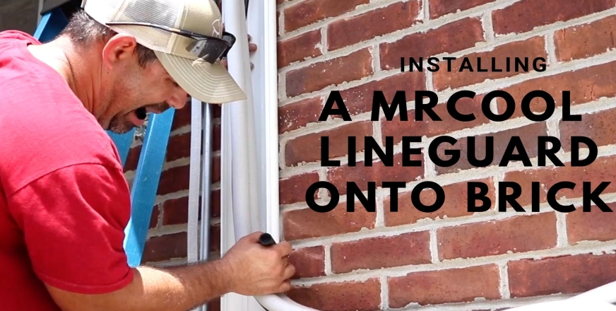 MrCool LineGuard line set cover on brick