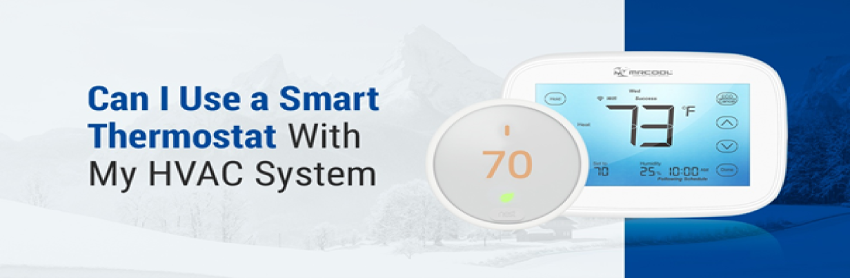 Two smart thermostats with article title.