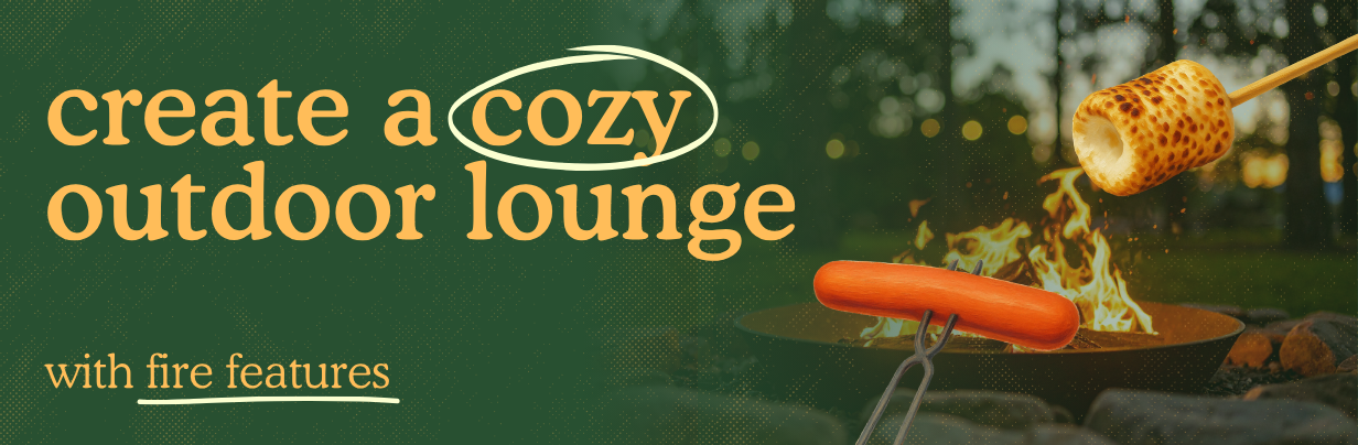 cozy outdoor lounge with fire features