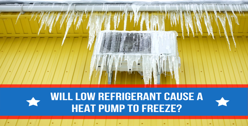 Will low refrigerant cause a heat pump to freeze?