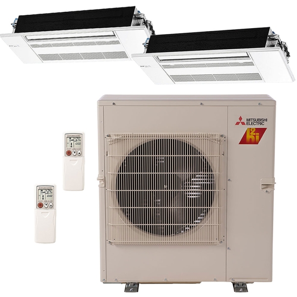 18k-btu-20-seer-mitsubishi-h2i-series-ductless-heat-pump-split-system-ceiling-cassette-9k+9k-ha18523-01.3548