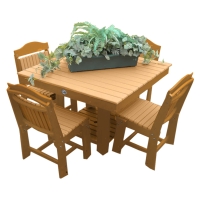 Buck USA 42" Square Dining Table with 4 Chairs - Cedar