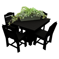 Buck USA 42" Square Dining Table with 4 Chairs - Black