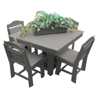 Buck USA 42" Square Dining Table with 4 Chairs - Light Gray