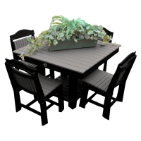 Buck USA 42" Square Dining Table with 4 Chairs - Light Gray and Black