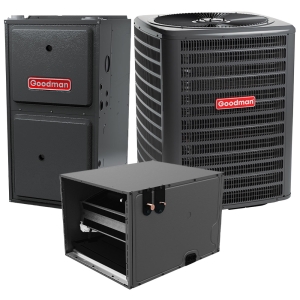 2 Ton 14 SEER2 60k BTU 96% AFUE 2 Stage Goodman Central Air Conditioner & Gas Furnace Split System - Horizontal - R32