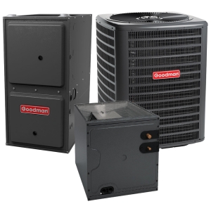 3 Ton 14.5 SEER2 80k BTU 96% AFUE 2 Stage Goodman Central Air Conditioner & Gas Furnace Split System - Downflow - R32
