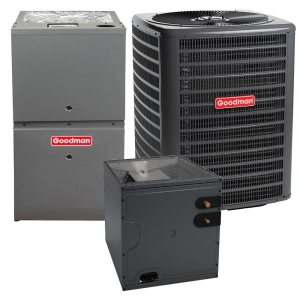 3.5 Ton 13.4 SEER2 80k BTU 80% AFUE 2 Stage Goodman Central Air Conditioner & Gas Furnace Split System - Downflow - R32