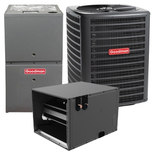 4 Ton 13.4 SEER2 80k BTU 80% AFUE 2 Stage Goodman Central Air Conditioner & Gas Furnace Split System - Horizontal - R32
