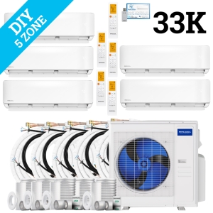 MrCool DIY Multi Zone Mini Split 33k BTU 5 Zone Ductless AC & Heat Pump - 5th Generation - R454B