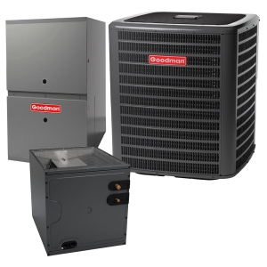 3 Ton 15.2 SEER2 60k BTU 80% AFUE 2 Stage Goodman Central Air Conditioner & Gas Furnace Split System - Vertical - R32
