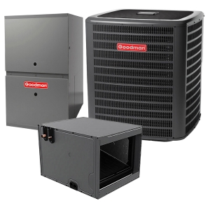 3 Ton 17.2 SEER2 2 Stage 80k BTU 80% AFUE Variable Speed Goodman Central Heat Pump & Gas Furnace Split System - Horizontal - R32