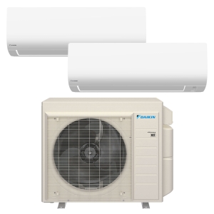 18k BTU 21 SEER2 Daikin Ductless Heat Pump Split System - 2 Zone - Wall Mounted - 9k + 9k - R32