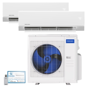 21k BTU 25 SEER2 MrCool Olympus Ductless Heat Pump Split System - 2 Zone - 9k + 12k - R454B