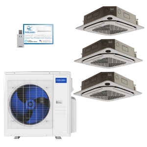 36k BTU 24 SEER2 MrCool Olympus Ductless Heat Pump Split System - 3 Zone Ceiling Cassette - 12k + 12k + 12k - R454B