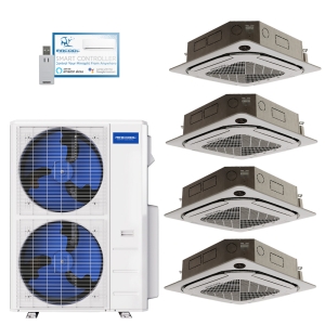 48k BTU 24 SEER2 MrCool Olympus Ductless Heat Pump Split System - 4 Zone Ceiling Cassette - 12k + 12k + 12k + 12k - R454B