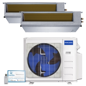 18k BTU 25.1 SEER2 MrCool Olympus In-Duct Heat Pump Split System - 2 Zone - 9k + 12k - R454B