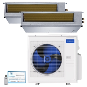 27k BTU 25 SEER2 MrCool Olympus In-Duct Heat Pump Split System - 2 Zone - 9k + 18k - R454B