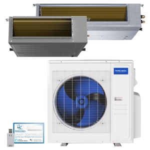 36k BTU 24 SEER2 MrCool Olympus In-Duct Heat Pump Split System - 2 Zone - 18k + 24k - R454B