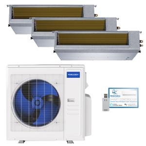 30k BTU 24 SEER2 MrCool Olympus In-Duct Heat Pump Split System - 3 Zone - 9k + 9k + 12k - R454B
