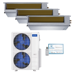 42k BTU 24 SEER2 MrCool Olympus In-Duct Heat Pump Split System - 3 Zone - 12k + 12k + 18k - R454B