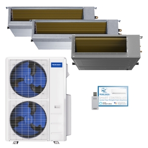 48k BTU 24 SEER2 MrCool Olympus In-Duct Heat Pump Split System - 3 Zone - 12k + 12k + 24k - R454B