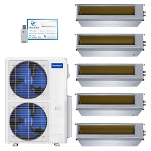 45k BTU 24 SEER2 MrCool Olympus In-Duct Heat Pump Split System - 5 Zone - 9k + 9k + 9k + 9k + 9k - R454B