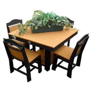 Buck USA 42" Square Dining Table with 4 Chairs - Cedar and Black