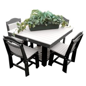 Buck USA 42" Square Dining Table with 4 Chairs - Light Gray and Dark Gray