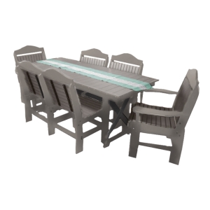 Buck USA 72" Rectangular Farmhouse Table with 6 Chairs - Light Gray