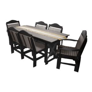 Buck USA 72" Rectangular Farmhouse Table with 6 Chairs - Light Gray and Black