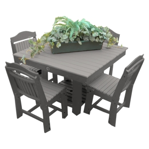 Buck USA 42" Square Dining Table with 4 Chairs - Light Gray