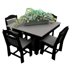 Buck USA 42" Square Dining Table with 4 Chairs - Light Gray and Black