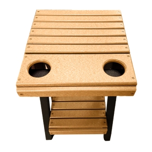 Buck USA Folding Patio Table with Cupholders - Cedar and Black