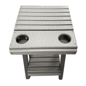 Buck USA Folding Patio Table with Cupholders - Light Gray and Dark Gray