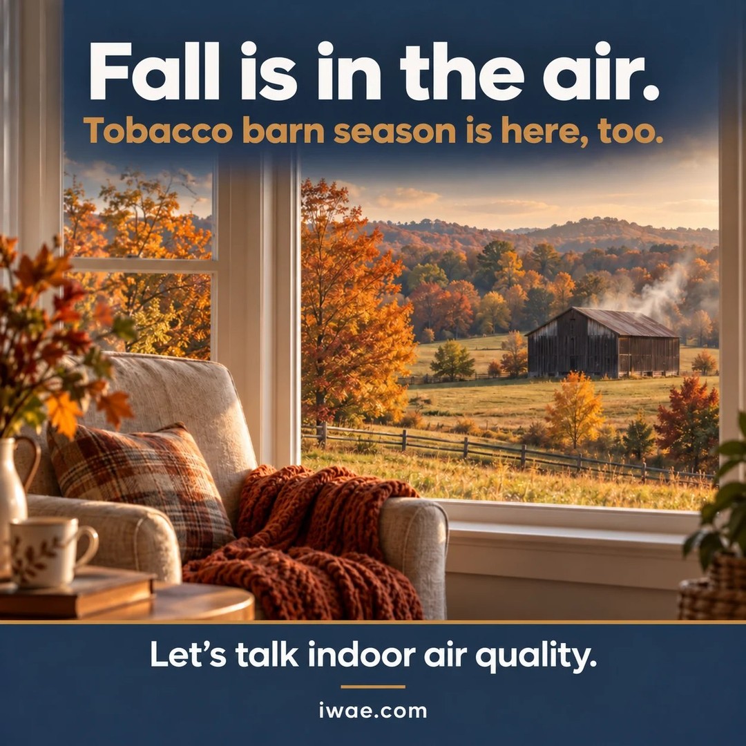 Around here, fall isn’t just pumpkin spice—it’s the familiar smell of tobacco barns firing up. 🍂

But when that smoke follows you indoors, it’s time to give your home’s air some attention. HEPA filtration can help capture airborne particles, while activated carbon filters can help reduce odors.

Wondering where to start? Our air purification guide breaks down the options so you can find what fits your home.

Read more: https://iwae.com/resources/articles/air-purification-solutions-for-a-healthier-home.html
