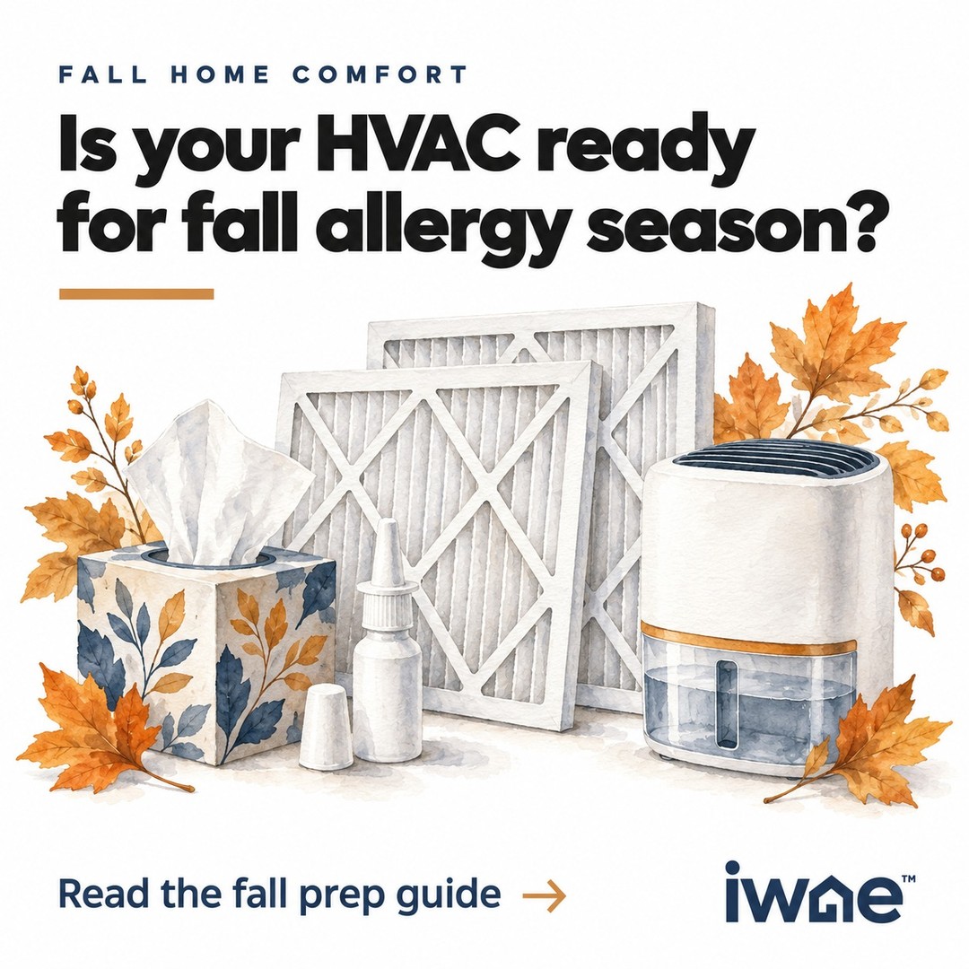 🍂 Fall prep goes beyond stocking up on tissues.

As you get ready for allergy season, give your HVAC system some attention, too. A little seasonal preparation can help keep home comfort on track as the leaves turn.

Explore our fall allergy prep guide for a place to start. 👇
https://bit.ly/4h8BBET

#IWAE #FallHomeComfort #FallAllergySeason #HVACMaintenance
