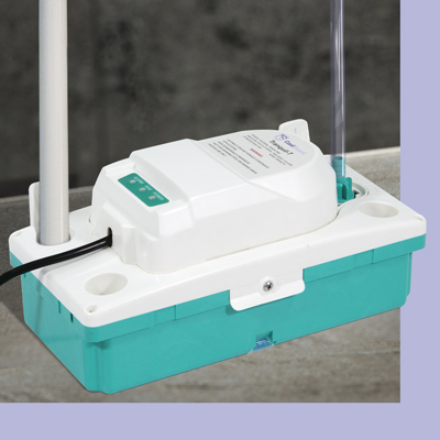 CoolGuard high profile condensate pump CoolGuard high profile condensate pump demonstrating condesation flow from a tank