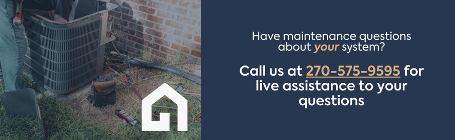 Outdoor HVAC unit and maintenance helpline