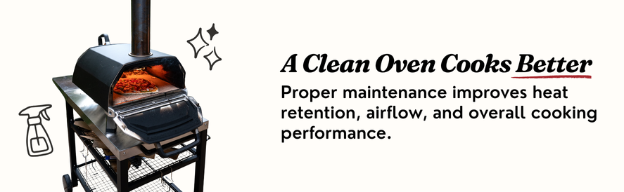 A Clean Pizza Oven Cooks Better Make sure to clean your pizza oven for contiued peak performance