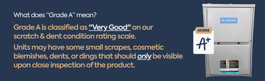 Grade A means "very good" with small scrapes, dents, or dings that are purely cosmetic.