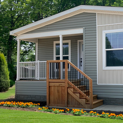 prefabricated home mini split a prefabricated home with a built on front porch and wooden steps
