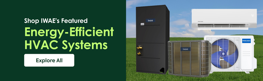 image: an IWAE heat pump split system and a MrCool single zone ductless mini split