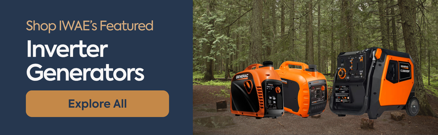 image: Generac inverter generators. text: shop IWAE's featured inverter generators.