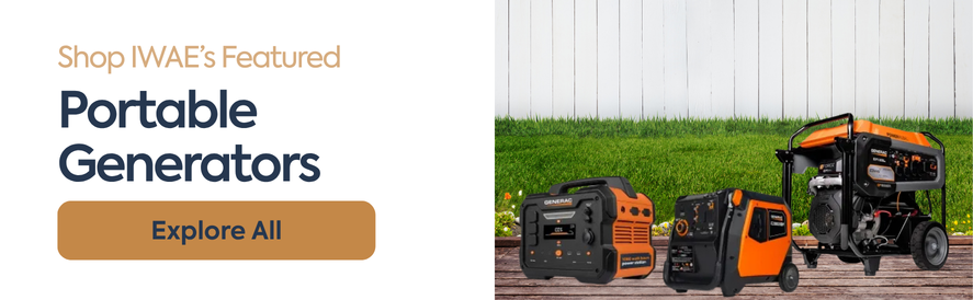 shop IWAE's featured portable generators text: shop IWAE's featured portable generators image: generac portable generators