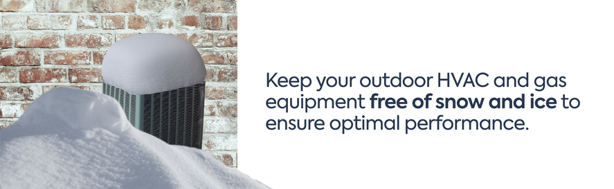 Keep snow and ice off outdoor hvac components Keep snow and ice off outdoor hvac components