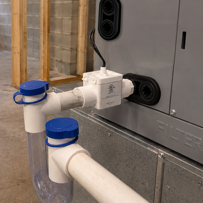 CoolGuard condensate trip kit with overflow switch CoolGuard condensate trip kit with overflow switch installed